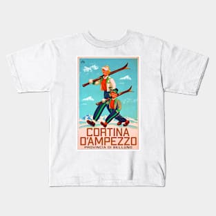 Cortina d'Ampezzo Skiing Italy Dolomite Mountains Dolomiti Belluno Kids T-Shirt